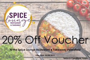 Spice Lounge Petersfield April 2019 Offer